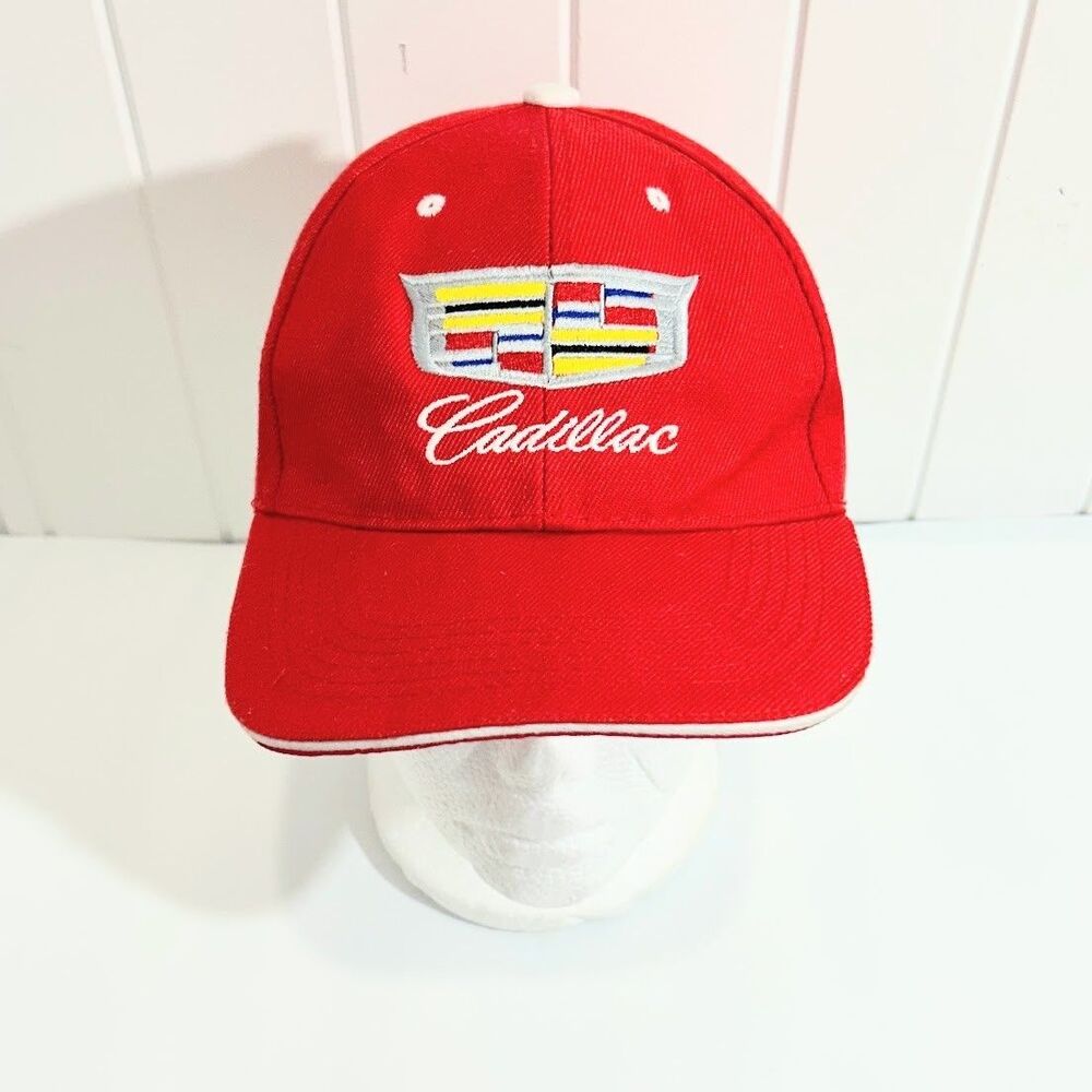 Cadillac Embroidered Logo Red Baseball Cap Dad Hat Adjustable Unisex - Picture 2 of 13